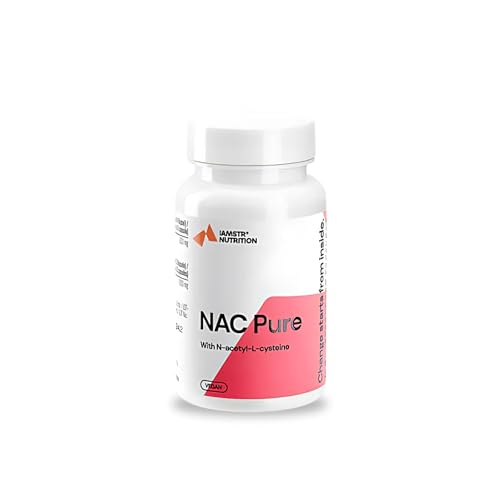 IAMSTRONGER NAC Pure 600 mg N-Acetyl-L-Cystein Kapseln hochdosiert 60 vegane Kapseln aus kontrollierter Herstellung ohne Zusatzstoffe glutenfrei Qualitätsprodukt Made in Germany