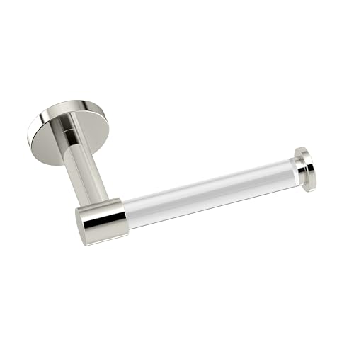 Gatco 5723 Clarion Toilet Paper Holder | Wall Mount Bathroom Accessory, Modern Bathroom Toilet Paper Roll Holder | Crystal-Clear Acrylic & Polished Nickel Finish