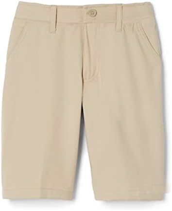 French Toast Boys' Flat Front Performance Stretch Short, FT Khaki, 14