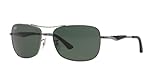 Ray-Ban Men's RB3515 Square Metal Sunglasses, Gunmetal/Green, 61 mm