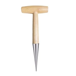 HEMOTON Tragbarer Garten Bodengräber mit Holzgriff Handstanzer für Präzises Pflanzen und Düngen für Gemüsebeete Topfpflanzen und Baumschulen Langlebiges Gartengerät