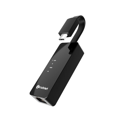 Cablet USB to Ethernet Adapter, 1000Mbps Plug and Play with USB 3.1 Type-C, Driver Free, RJ45 LAN Network Dongle Compatible with Nintendo Switch, Laptop, PC, MacBook, Windows, macOS, Linux (RTL8153B)