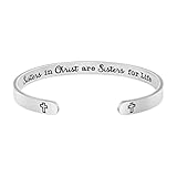 JoycuFF Birthday Gifts for Sister in Christ Bracelets for Sisters from Sisters Friendship Gifts for Women Trendy Stocking Stuff Personalized Engraved Stainless Steel Cuff Bracelet