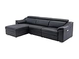  Canapé d\'angle Relax électrique en Cuir supérieur Noir PEDRERA - Angle Gauche