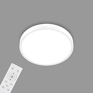 BRILONER Leuchten – LED Ceiling Light RGBW, LED Ceiling Light Dimmable, Colourful Light Colours, Neutral White, Surface Mounted Lamp, Remote Control, White, Diameter 380 x 50 mm
