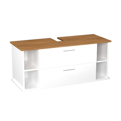 Garlivo Waschbeckenunterschrank GLA-120 Weiss mit Schubladen, Badezimmer...