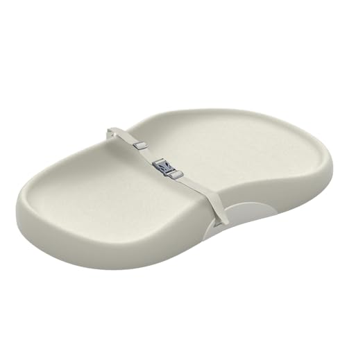 UBRAVOO Baby Changing Mat with Safety Harness and Toys Shelf, Anti-Roll Wedge Baby Changing Pad, Easy Wipe Clean Waterproof with Raised Padded Edges (Beige, Regular Style)