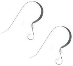 Sterling Silver French Wire Earring Hooks with Coil - Medium 20mm (10 pair)