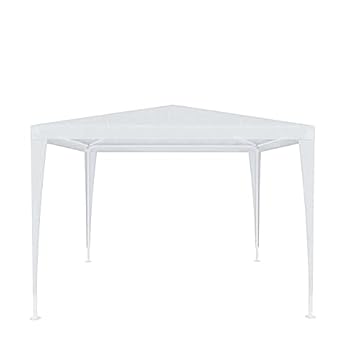 Gazebo 3 x 3 Metri Struttura in Acciaio Copertura In PE 110 gr/m² Impermeabile Idrorepellente Resistente Raggi Solari UV Tenda Ombrellone Per Fiere Pic Nic Campeggio Esterno Giardino Piscina Bianco