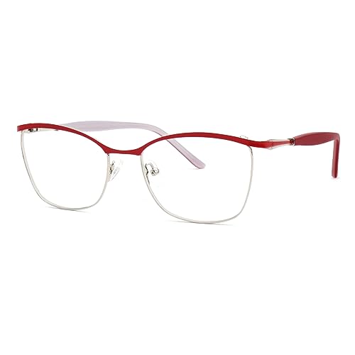 Image of Zeelool Chic Browline Glasses Women's Metal Eyewear Rectangle Blue Light Blocking Eyeglasses Computer Glasses ZGM232227