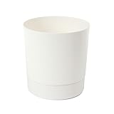 LAMELA Pflanzgefäß mit integriertem Untersetzer, Breite 17,5 cm – 2,5L – Cremefarbener Blumentopf für Innen & Außen – Wetterfest & Pflegeleicht