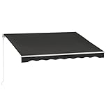 Outsunny 10' x 8' Electric Awning, Retractable Awning Sun Shade Shelter with Remote Controller, Manual Crank Handle and Aluminum Frame, for Deck, Balcony, Yard, Black