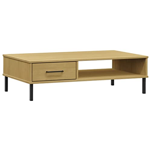 vidaXL Tavolino Salotto Gambe Metallo Marrone Legno Massello Pino Oslo
