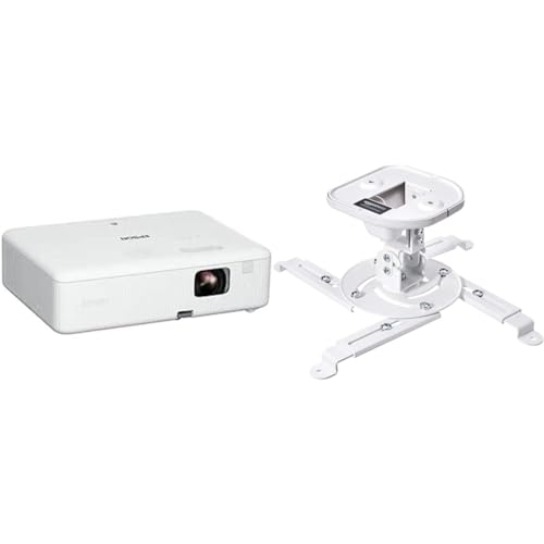 Epson CO-W01 Videoproiettore WXGA, HD Ready 16:10, Tecnologia 3LCD, 3000 Lumen & Amazon Basics - Supporto a staffa per proiettore, inclinabile, per soffitto e parete, Capacità 15 kg