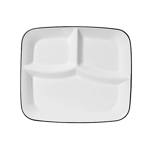 DouYuan Divided Porcelain Sectional Plates, Portion Control Plates for Adults Ceramic, Compartment Dinner Plates Perfect for Balanced Diet