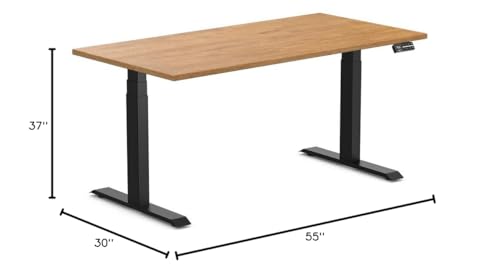 Image of Desky Electric Standing Desk, 60 x 30 inch Rubberwood Height Adjustable Sit Stand Desk, Dual Motor, Memory Presets, Ergonomic Workstation for Home Office - Light Oak Top