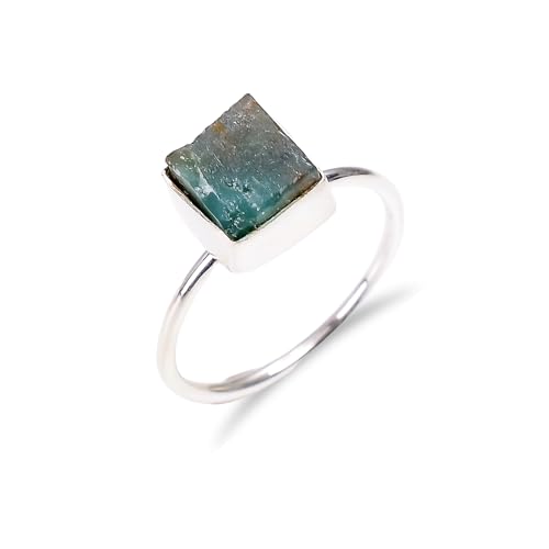 Bague chrysoprase naturelle en argent pour femme bague déclaration bohème