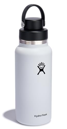 Image of Hydro Flask Water Bottle - Insulated Stainless Steel - Wide Mouth Chug Lid, Non Spill, Leakproof in 32 Oz White