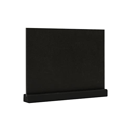 EUROPEL Pizarra de escritorio A5 vertical, base de madera de pino con acabado negro mate, doble cara, para marcador a base de agua, para restaurante, hotel, conferencia, festivales, camión de comida,