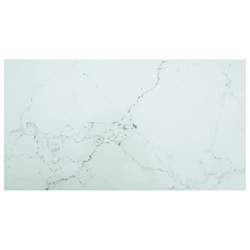 vidaXL Tablero de Mesa Vidrio Templado Diseño Mármol Muebles Mobiliario Repuesto Superficie Comrdor Jardín Patio Terraza Blanco 120x65 cm