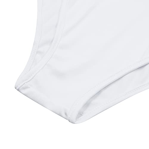 Women's Sexy See-Through Rhinestone One Piece Swimsuit Halter Mesh Hollow Out High Cut Tummy Control Bikini Bathing Suit White #TOP5