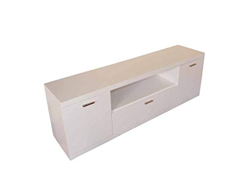 Image of APRODZ Mango Wood Pagan TV Stand Cabinet for Home | TV Unit for Living Room | White Finish