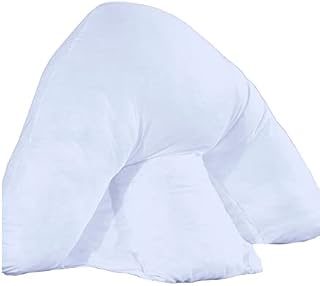 Sapphire Collection Orthopedic Batwing Shaped Pillow and Cover Reading Lumber Neck & Back Support Pillow for Help Hollowfiber Filling for Healthy Posture Includes Free White Cover