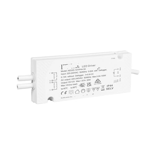 Transformateur miroir salle de bain avec relais intégré AED20-12VIP44-3A alimentation 12v 20w