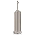 Stain Nickel Toilet Brush and Holder?Extra Long Handled Toilet Brush for Bathroom?Stainless Steel Heavy Duty Toilet Bowl Brush,Deep Cleaning Modern Toilet Cleaner Brush -Space Saving, Covered Brush