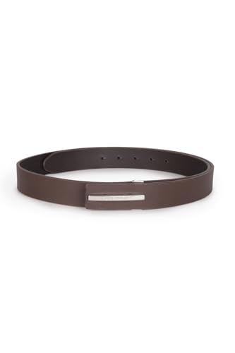 Image of Louis Philippe Men's 100% Italian Leather Shiny Nickel Buckle Formal Profile Belt