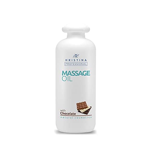 Huile de massage au chocolat pour un massage relaxant du corps | Mélange naturel d'huiles de pépins de raisin et d'avocat infusées au parfum de chocolat noir pour le soin de la peau 500 ml Cover
