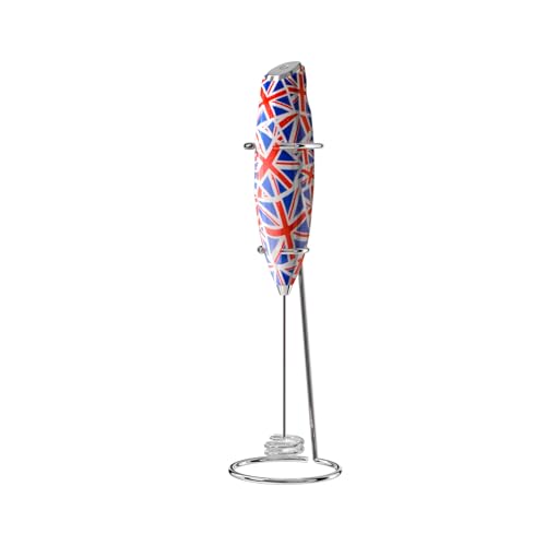 Milk Frother Wand,Electric Whisk Foam Maker With Stand, Handheld Drink Mixer,Mini Blender,Frother Electric Whisk (British flag)