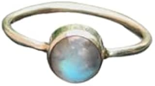 Rainbow Moonstone Ring| Minimalist Ring| Tiny Ring| Blue Flash Gemstone Ring| Everyday Wear Ring| Vintage Ring| Handmade Ring| Round Stone Ring| June Birthstone Ring| Dainty Ring| Christmas Gifts