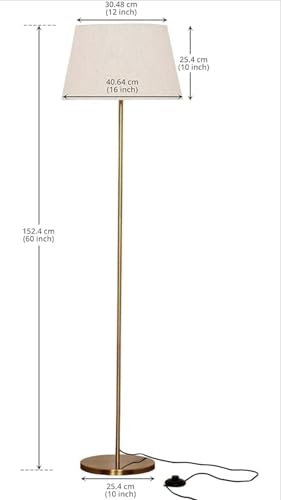 Image of ILLUMINE Floor Lamp for Living Room Modern Lamp Shade for Corner, Home, Hotel, Office 12 Inches, 4Ft Height (Golden)
