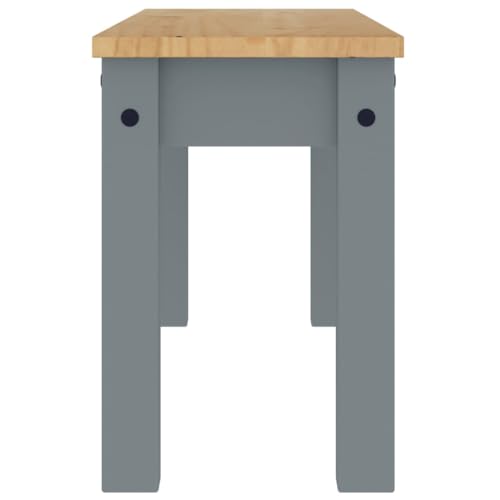vidaXL Banco de Comedor Panama Madera Maciza de Pino Gris 105x30x45 cm - imagen 6