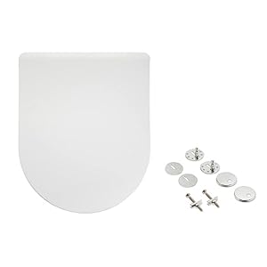 Amazon Basics Asiento de inodoro de urea En forma de D, acabado mate, Blanco, 36.5 x 43 cm