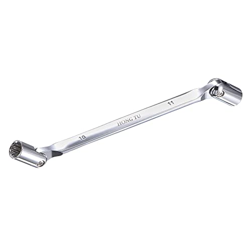 Uxcell 12 Point Flexible Head Socket Wrench, 10Mm X 11Mm Metric Double Swivel Box End, Cr-V 180 Degree Rotation For Mechanical Repair #TOP9
