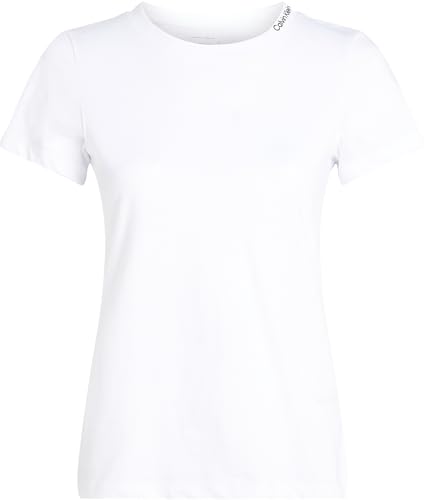 Calvin Klein Damen T-Shirt Kurzarm Logo Neckline Slim Fit, Weiß (Brilliant White), XXS – Ansicht 5