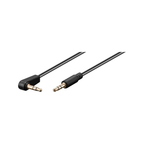 Goobay 67783 Câble de Connexion Audio AUX, 3.5 mm Stéréo, 3 Pôles, Slim, CU, Coudé, 1 m Longueur de Câble, 0,5 m
