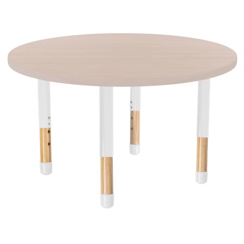 Image of 36 inch x 36 inch Round Kids Classroom Table with Adjustable Chunky Wood Legs