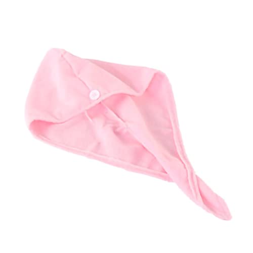 Toalha de cabelo de microfibra, toalha de cabelo superabsorvente, toalhas de secagem rápida, envoltórios de cabelo de secagem rápida com botão para cabelos longos/grossos/finos/cacheados(Pink)