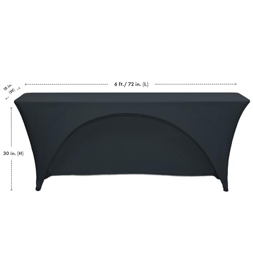 YOUR CHAIR COVERS - Spandex 6 Ft x 18 Inches, Narrow Classroom Open Back Rectangular Training Stretch Tablecloth - Black
