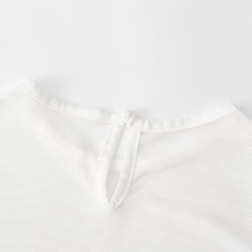 Image of Noomelfish Girls Lace Layering Tops Sheer Mesh Tee Shirts Blouse (5-12 Years)