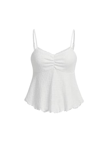 SOLY HUX Women's Peplum Tops Summer Casual Ruched Flowy Going Out Top Spaghetti Strap Tank Camisole