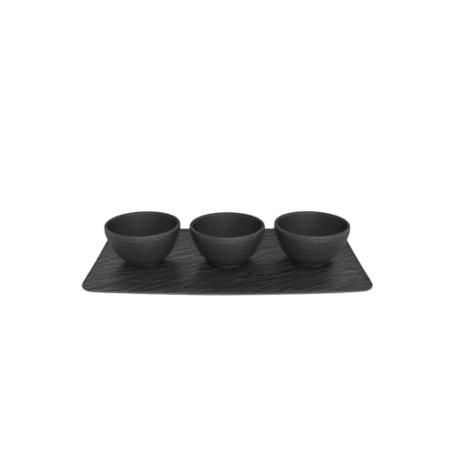 Villeroy & Boch 10-4239-9023 Manufacture Rock 4-Piece Elegant Bowl Set for Dips and Finger Food, Premium Porcelain, Dishwasher Safe