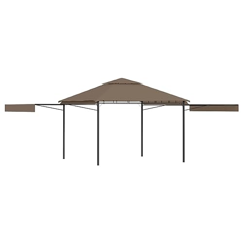 Xichuzi Cenador con Techo Extensible Doble, Cenadores para Jardin, Pergolas De Jardin, Carpas De Jardin, Carpas para Exteriores, Carpa Jardin Exterior, Gris Taupe 3x3x2,75m 180g/m2