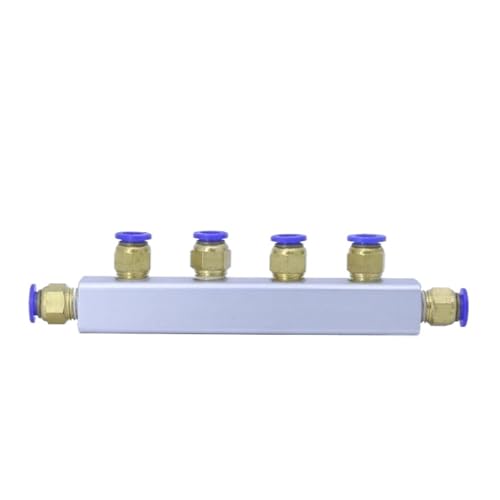 Set 20x20mm Push Fit 8mm 4 Way 7 Port Pneumatic Fitting Manifold Block Splitter