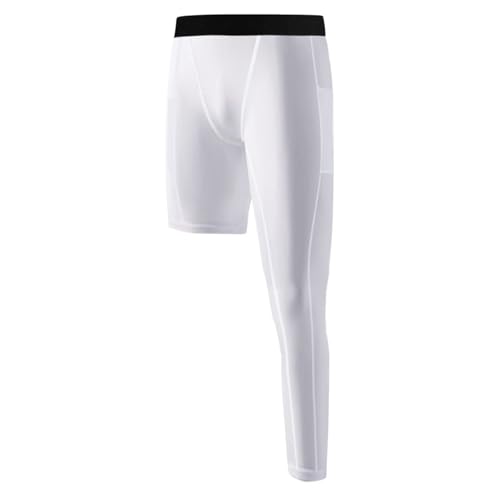 Blaward Youths Boys Compression Pants One Leg Leggings Tights with Side Pockets Athletic Base Layer Under Shorts Sports Gear