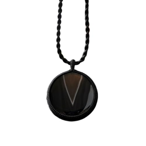 Pendentif onyx naturel rond contre le stress, collier cuir d'énergie positive