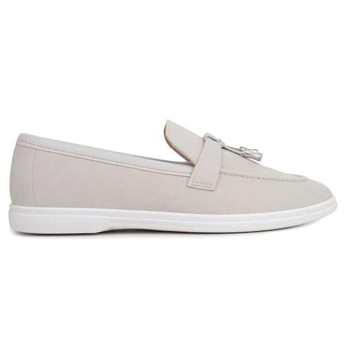 Sapato Feminino Moleca Mocassim Loafer Slip On Cinza 37